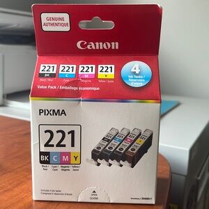 Canon CLI-221 Black and Colour Ink Tanks, Value Pack